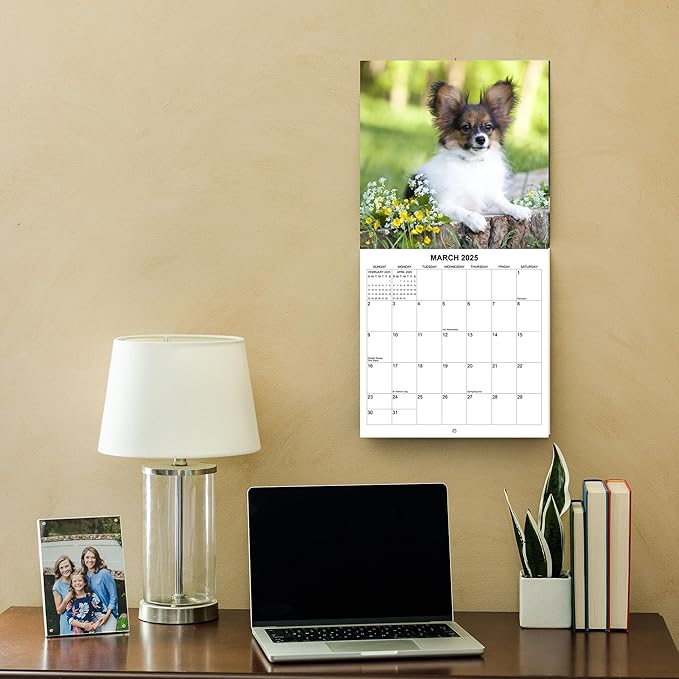 2025 Papillons Monthly Wall Calendar | 12" x 24" | Thick Sturdy Paper | Dog Calendar 2024-2025