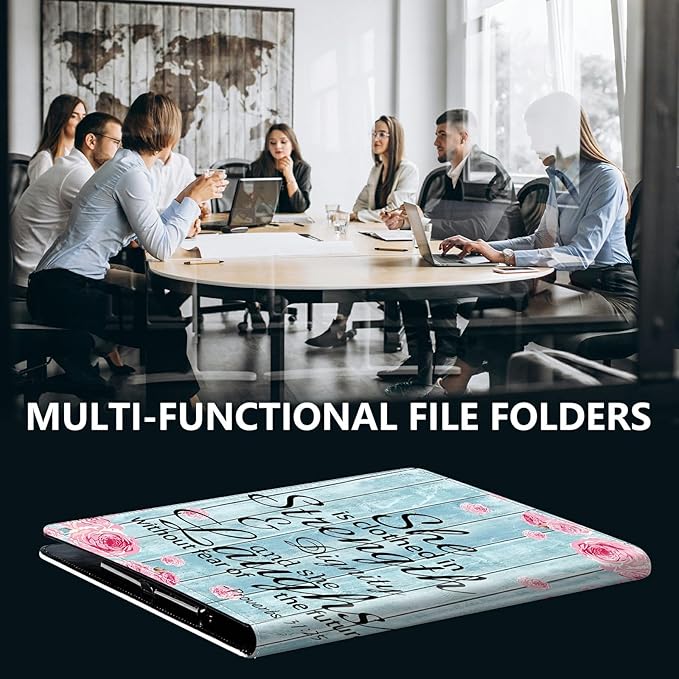 PU Leather Padfolio Clipboard Notepad with Pen Loop and Elastic Strap Interview/Resume Document Organizer for Business School Office,Bible Quote Proverbs 31-25