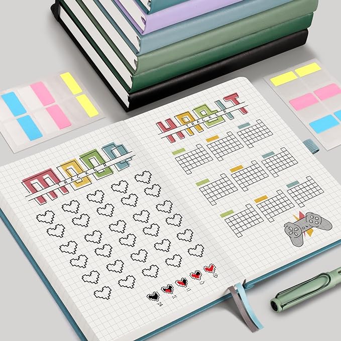 EMSHOI Graph Paper Notebook - 320 Pages, A5 Hardcover Leather, 100gsm Thick Paper, Square Grid Notebook for Women Men Work School Math Writing, Graphing, Engineering, 5.75 x 8.38, GrayBlue