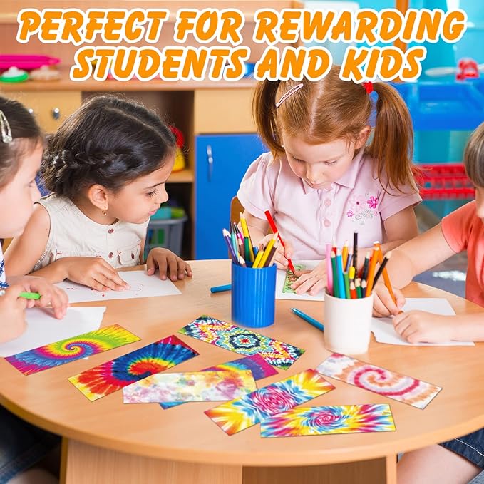 120 Pieces Bookmarks for Kids Set Book Marks Gifts for Kids Inspirational Motivational Paper Bookmark Pack for Book Lovers Adults Teacher Women Funny Reading Gift(Tie Dye)