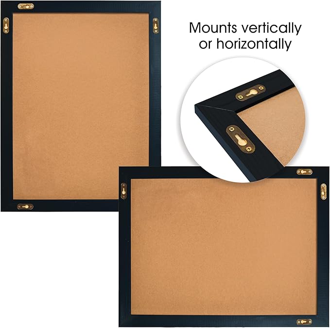 Magnetic Wall Chalkboard, Large Size 18" x 24", Rustic Wood Frame, Chalkboard Sign, Vertical or Horizontal Wall Mount, Includes Chalk and Eraser, by Better Office Products (Solid Black)