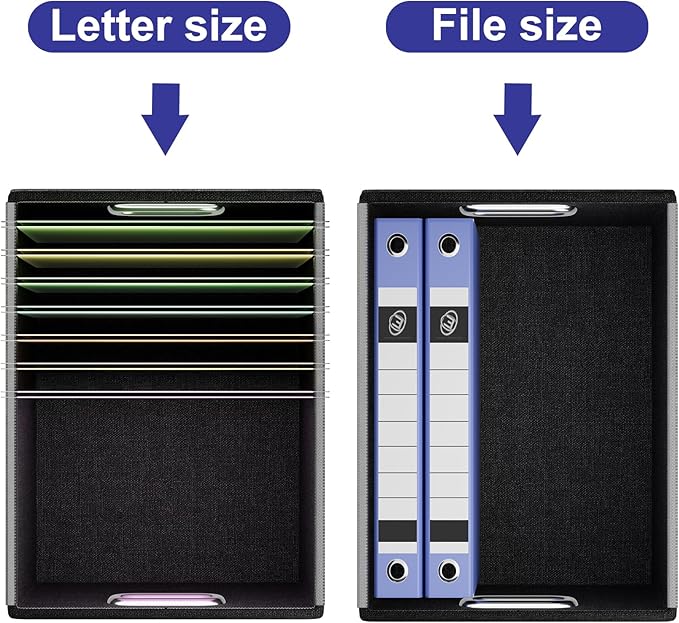 Huolewa Portable Leather File Organizer Boxes with Lids, Collapsible File Folder Organizer Boxes, Decorative Small Filing File Cabinet for Home/Office, Easily Store Documents/Hanging File Folders