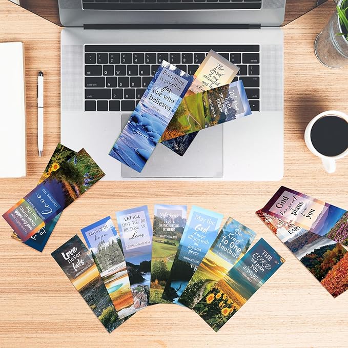 LiYiQ 100 Pcs Bible Verse Christian Bookmarks 6×2 inch Double-Sided Bookmarks for Christians Religious Bookmarks Cute Bookmarks for Reading Bookmarks for Students School Supplies