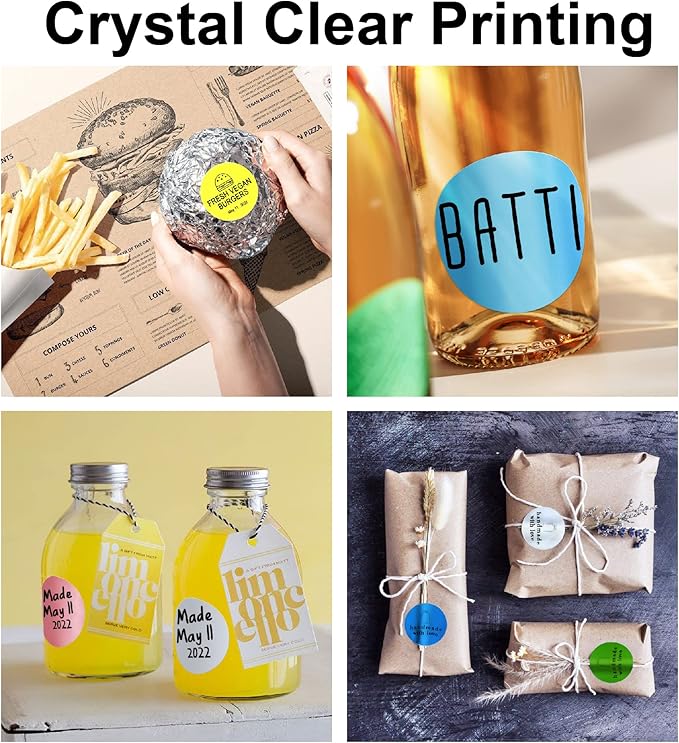 Hybsk 2 inch Circle Color Direct Thermal Stickers Shipping Labels for Barcodes,Name Tag,DIY Logo Design,QR Code,Inventory– Compatible with Zebra,Rollo and More-750 pcs (2 inch,White)