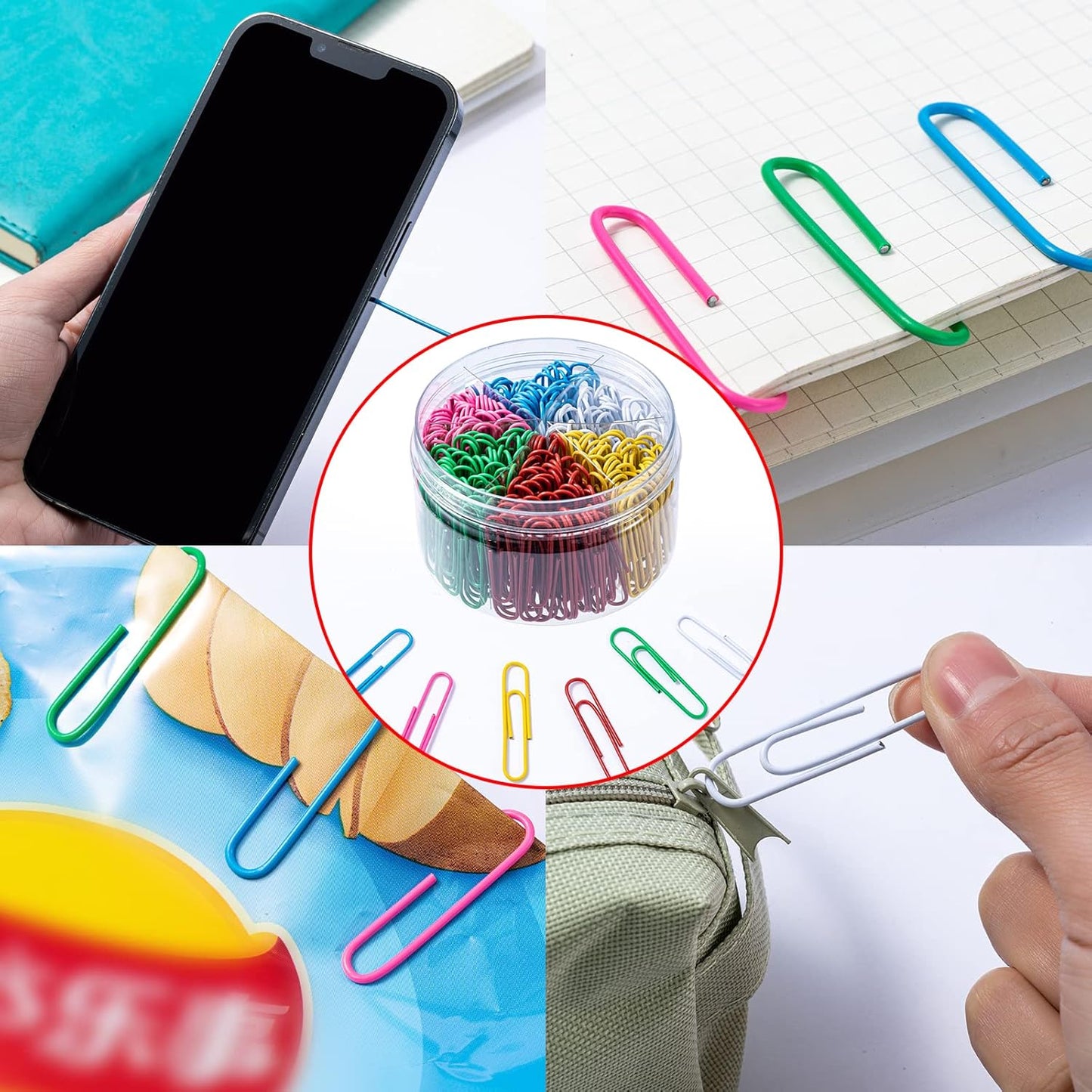 Colored Jumbo Paper Clips, 300pcs 2 Inch (50 mm) Paper Clip Paperclips Colorful Clips for Paperwork Ideal for Home, School and Office Use Colored (Colorful, 2 Inch)