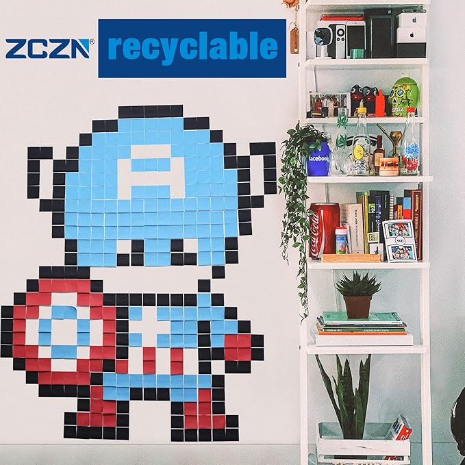 ZCZN 400 Sheets Pop-up Sticky Notes, 3 x 3 Inches, 4 Pads Bright Color Self-Stick Notes, 100 Sheets/Pad, Black