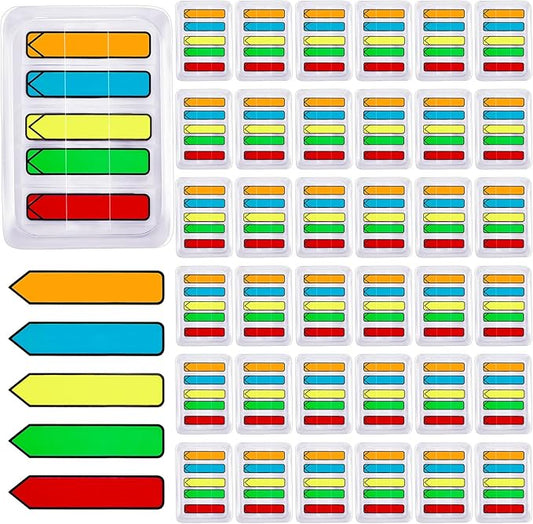 Teling 4000 Pcs Arrow Flags Arrow Tabs Flags Sign Here Tabs Arrow Stickers 5 Colors Sticky Flags Arrow Sticky Notes with Dispenser Easy to Post for Notary Books Paper