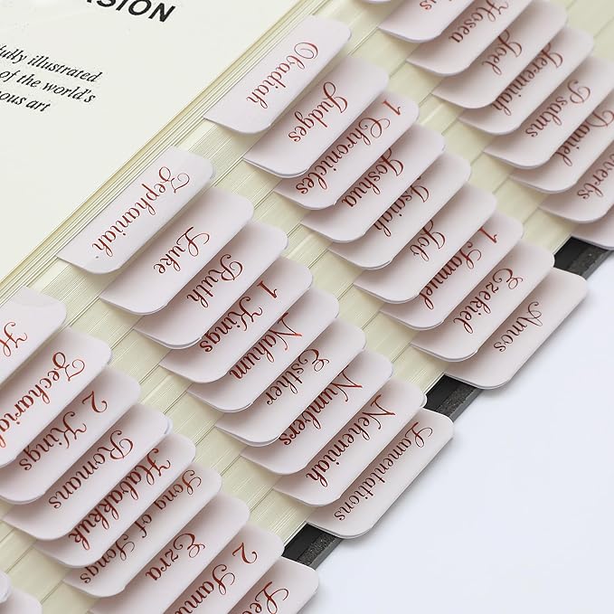 Mr. Pen- Bible Tabs, 75 Tabs, Soft Blush, Bronze Foil Embossed Lettering, Laminated Bible Tabs for Women and Men, Bible Tabs for Study Bible Index Tabs, Bible Book Tabs, Bible Labels Tabs
