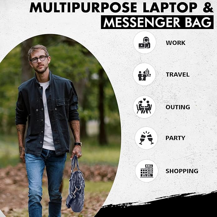 Genuine Leather Laptop Bag For Men 15 Inch, Messenger Bag For Women