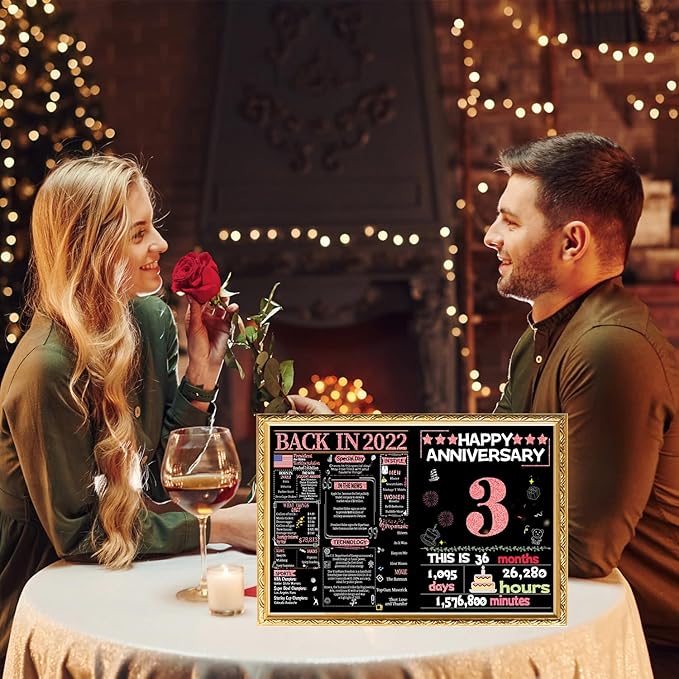 Joycard 3th Anniversary Card for Women, Wedding Card for Wife, Sweet Marriage Decorations Gifts for Couple, Perfect for Her on Anniversary Day, Back in 2022