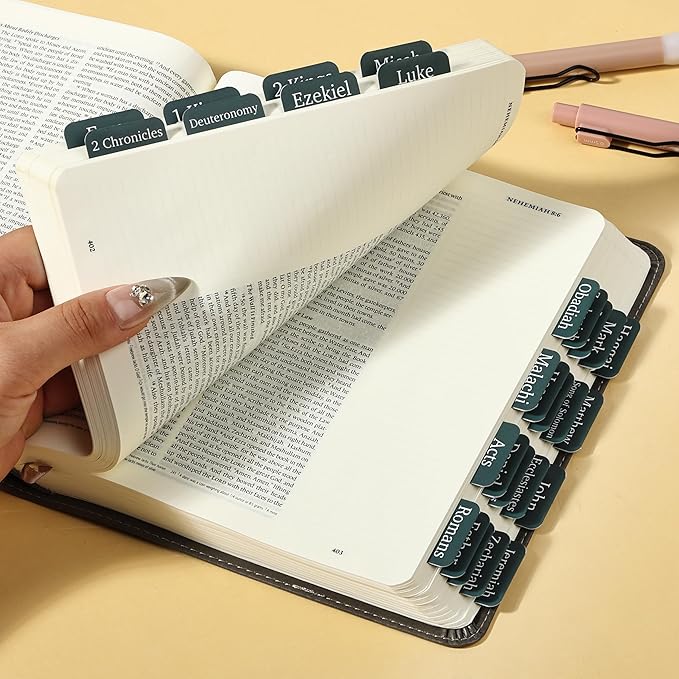 Mr. Pen- Bible Tabs, 75 Tabs, Charcoal Emerald, Laminated Bible Tabs for Women and Men, Bible Tabs for Study Bible, Bible Index Tabs, Bible Book Tabs, Bible Labels Tabs, Mr Pen Bible Tabs
