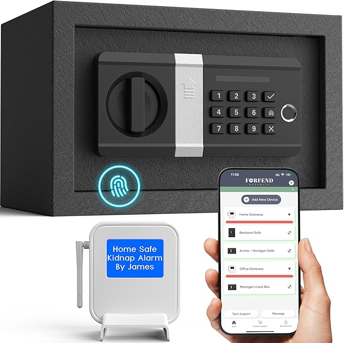 FORFEND Smart Home Safe | WiFi Safe Box App Lock/Alarm | Voice Command, Kidnap Alarm, Tamper Detect, Frozen Mode, Sub Account| Digital Safe Anti Theft