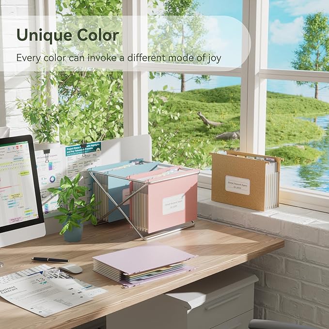 Wheat Straw Expanding Hanging File Folders,1.2" Accordion Pockets File Organizer, Large Capacity, Letter Size for Filing Cabinet, 100% BPA Free, Return to Nature, Healthy Living- Wheat Yellow