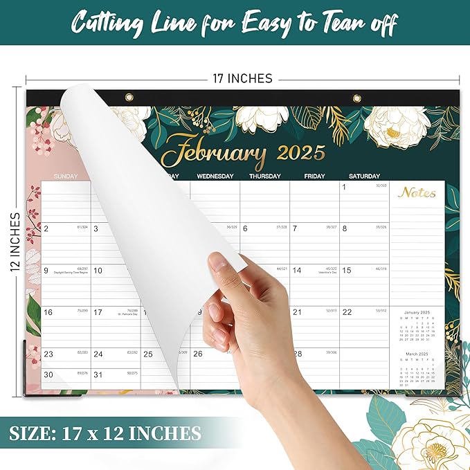 2025 Desk Calendar - Jan. 2025 - Dec. 2025, 12 Months Large Monthly Desk Calendar 2025, 17" x 12", Desk Pad, Large Ruled Blocks, To-do List & Notes, Best Desk/Wall Calendar for Planning or Organizing