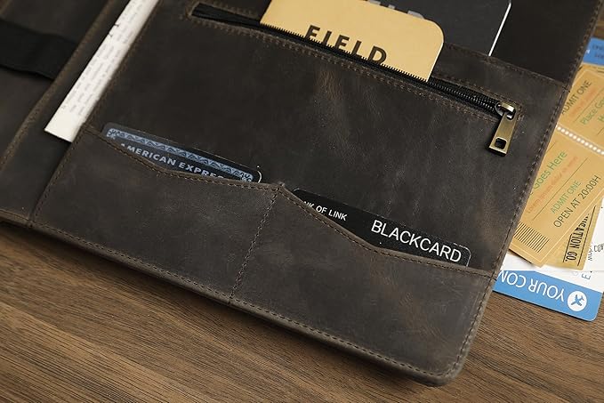 Personalized Leather Padfolio for Lefty, Business Portfolio Binder with Notepad Holder, Legal Pad Portfolio Folder for Men/Women - Grey