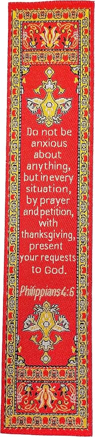 Christian Bookmark, Be Anxious for Nothing, Woven, Mini Carpet