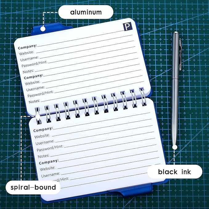 Zonon 2 Pcs Mini Password Book with Alphabetical Tabs Metal Password Keeper Book Portable Organizer Elegant Mandala Pattern Notebook with Pen, Spiral Bound for Information(Silver, Blue)