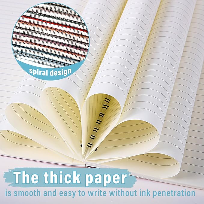 Fuutreo 24 Pcs Spiral Notebook for Work A5 8.3 x 5.7 Inch College Ruled Spiral Journal Notebook Kraft Cover, 12 Color, 60 Sheets, 120 Pages for Office School Supplies(Vintage Color)