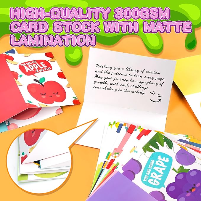 36PACK Greeting Cards,Scratch and Sniff Assorted Greeting Cards for Kids School, 12 Designs with Envelopes & Stickers for Boys & Girls Classroom Activities, Birthdays, Children's Day, Party