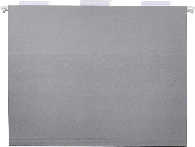 Amazon Basics Sturdy Hanging File Folders, Letter Size, Gray, 25-Pack