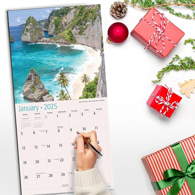 RED EMBER Select - Untamed & Scenic Beaches 2025 Wall Calendar 12 Month | 12" x 24" Open | Thick & Sturdy Paper | Giftable | Calendar 2025