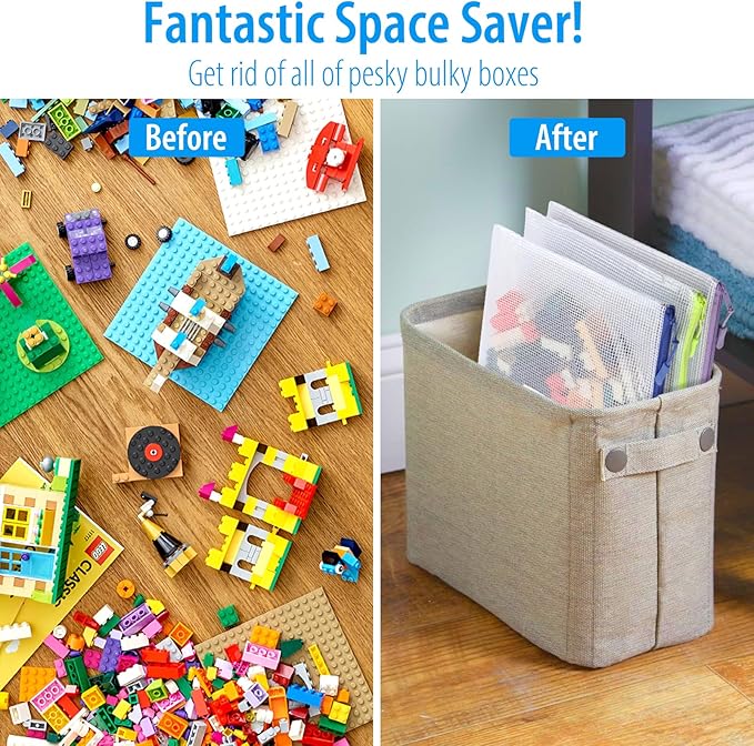 18 Pack A4 Mesh zipper pouch bags, Zipper Bags with Label Pocket,Zipper Pouches of office supplies,File Bags for Classroom Organization,Puzzles, Board Game Storage