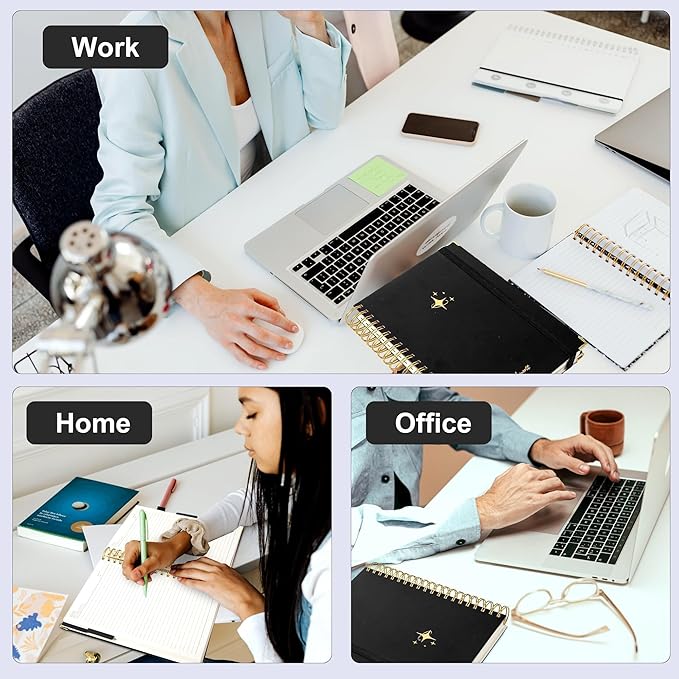 Yoment Leather Spiral Notebooks for Work 5 Subject Notebook College Ruled with Dividers 360 Pages B5 Hardcover Lined Journals for Women Men Writing B5 Size, Black