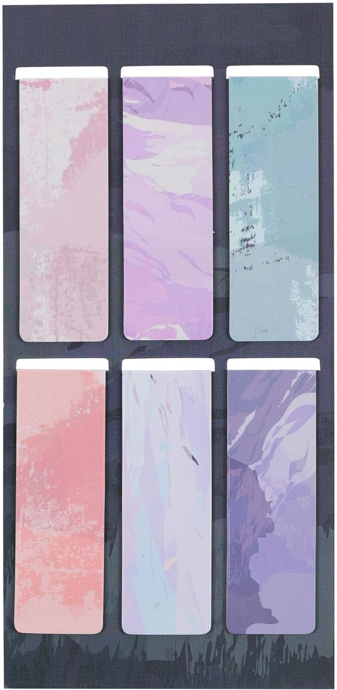 Christian Art Gifts Set of 6 Beloved Scripture Favorites with Abstract Scenic Bookmark Rectangular Folded Magnetic Pastel Design Inspirational Magnetic Bible Verse Bookmark, Size Small 2.3" x 0.8"