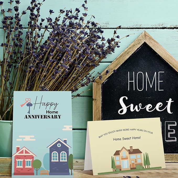 48 Pcs Happy Home Anniversary Cards with Envelopes Bulk Blank Welcome House Cards Real Estate Thank You Notes Housewarming Gifts for Clients Neighbors, 4 x 6 in(Classic)