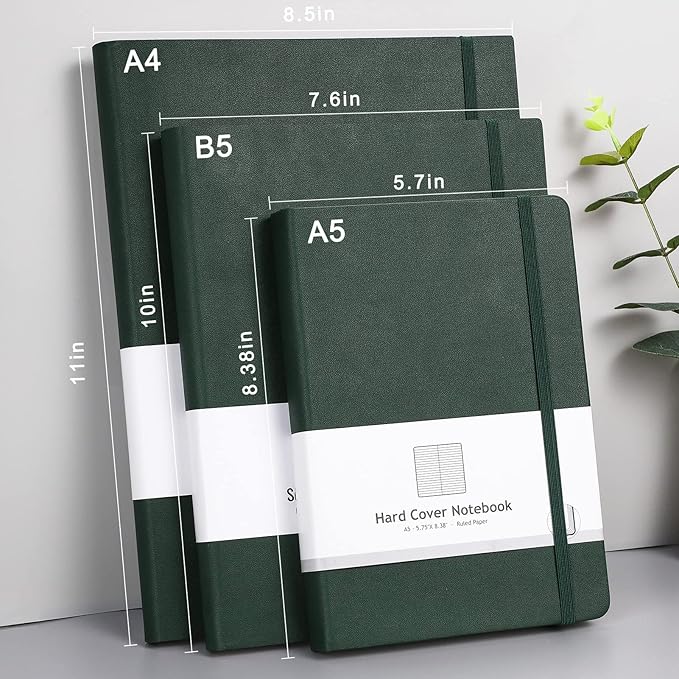 AHGXG Lined Journal Notebook - 320 Numbered Pages Thick Journal for Writing A5 College Ruled Notebook, 100gsm Lined Paper, Leather Hardcover, for Women Men Work Office School, 5.75'' X 8.38''-Green