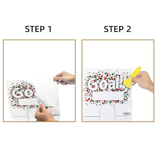 CLEVER CLEAN Goal Setting Fundrasing Thermometer - 48"x12" Dry Erase Self-Adhesive Goal Tracker - Poster Charts for Home, School and Office