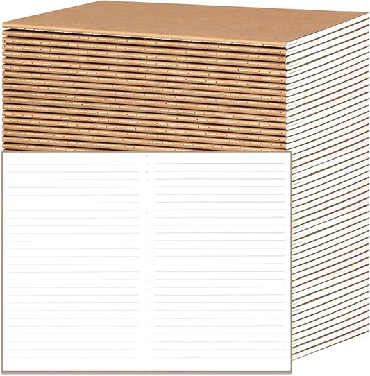 EOOUT 48 Pack A5 Lined Kraft Notebooks, Travel Journals Bulk 8.3x5.5in College Ruled Subject Notebooks 30 Sheets 60 Pages for Writing School Office Supplies