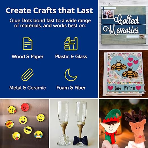 Glue Dots, Removable Dots Value Pack, Double-Sided, 1/2", .5 Inch, 600 Dots, DIY Craft Glue Tape, Sticky Adhesive Glue Points, Liquid Hot Glue Alternative, Clear