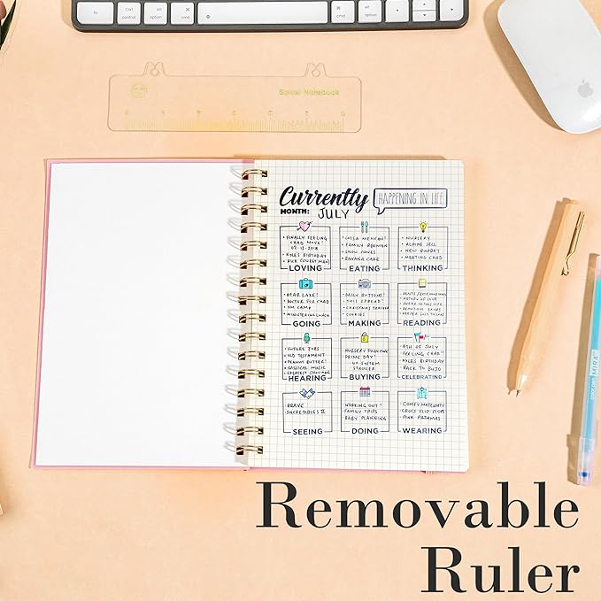 Yoment Graph Paper Notebook A5 Graphing Spiral Notebook 160 Pages Grid Paper Notebook Spiral Bound Pink Hardcover Spiral Journal 5x7 Grid Notebooks for Note Taking, Pink