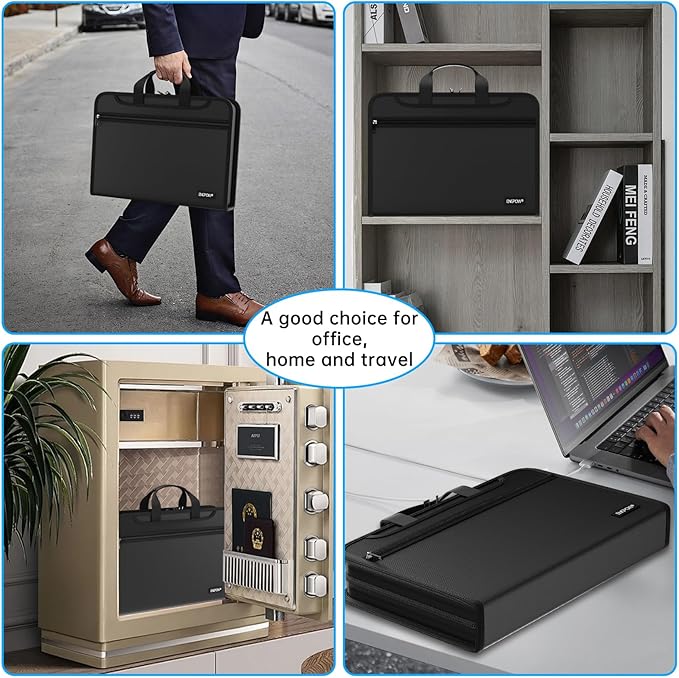 ENGPOW Accordion File Organizer,Fireproof Expanding File Folder with Multi Pockets,25 Pockets Document Organizer with Handle & Labels,Portable Home Travel Safe Storage for Letter A4 Files and More