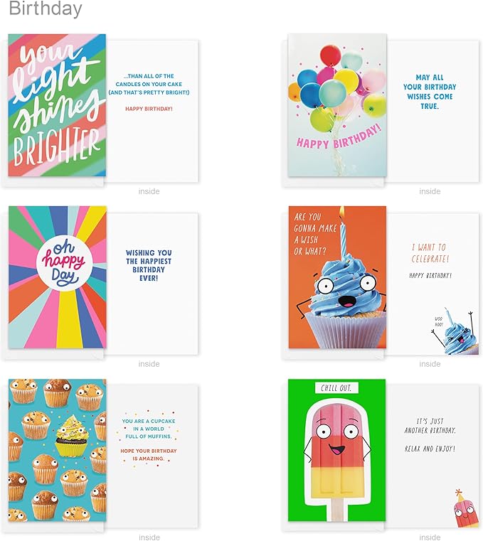 Recycled Paper Greetings 30-Count Funny Birthday Card Assortment with Envelopes, Seals, and Storage Box by Vicky Barone