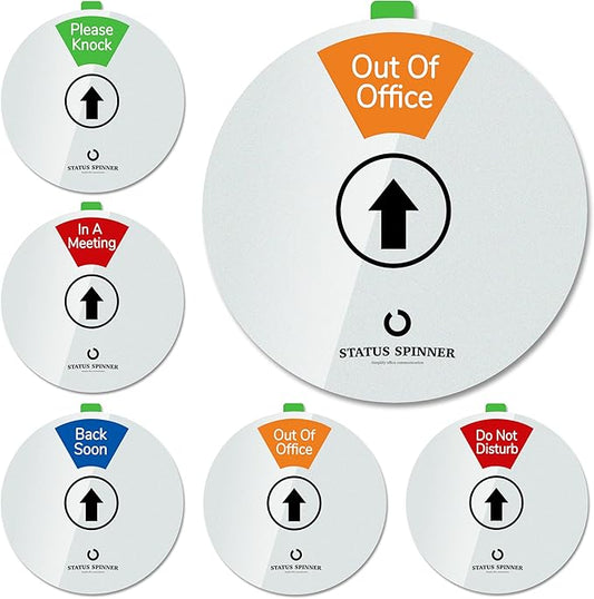 Out Of Office Sign for Door, 6 Options Status Private Sign, In a Meeting, Do Not Disturb, Working Remotely, In Out Sign Available and Away