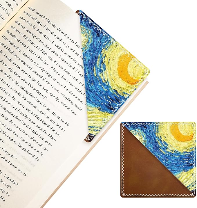 Personalized Leather Bookmarks, Fun & Cute Book Accessories for Reading Lovers, Unbreakable Page Markers for Women Men Girls Boys Student Teacher Kids Retirement Birthday Gifts (Starry Sky)
