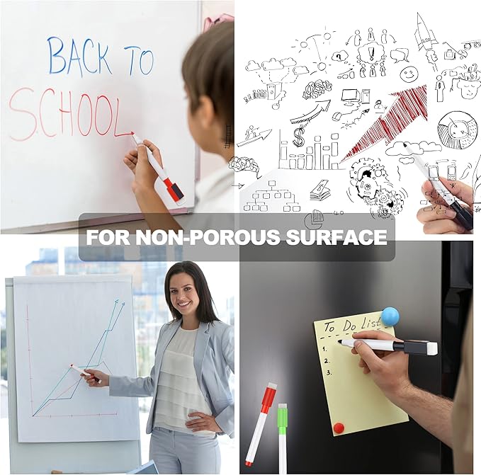 IHPUKIDI Magnetic Dry Erase Markers Fine Point Tip,Bulk Pack of 96, 8 Colors White board Markers Dry Erase Marker with Eraser Cap, Low Odor Whiteboard Markers, Thin Dry Erase Markers for Kids Teachers