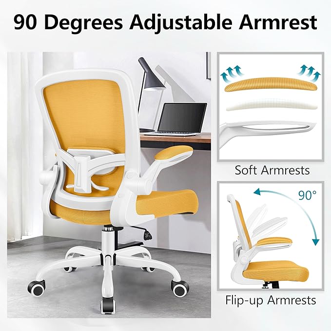 FelixKing Office Chair, Ergonomic Desk Chair Breathable Mesh Chair with Adjustable High Back Lumbar Support Flip-up Armrests, Executive Rolling Swivel Comfy Task Computer Chair for Home Office