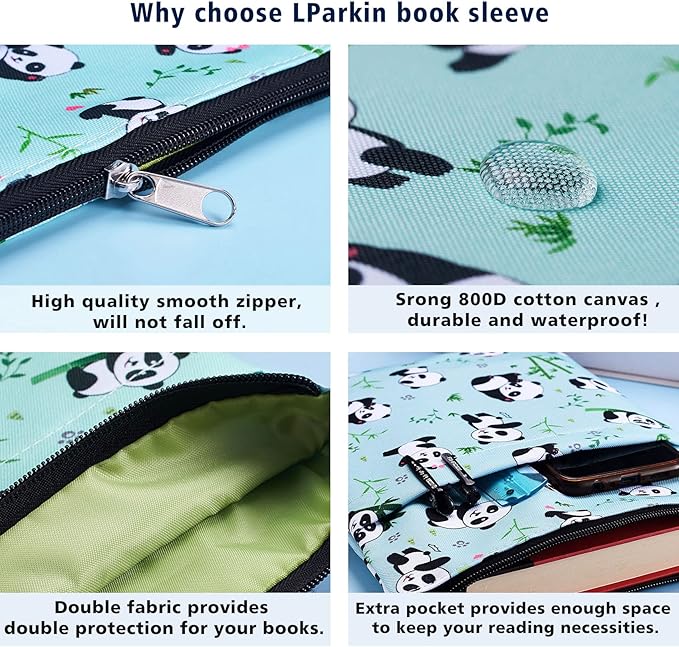 Book Sleeve for Book Lovers, Bookish Book Protector, Book Covers for Paperbacks, Washable Fabric, Book Sleeves with Zipper, Medium 11 Inch X 8.7 Inch
