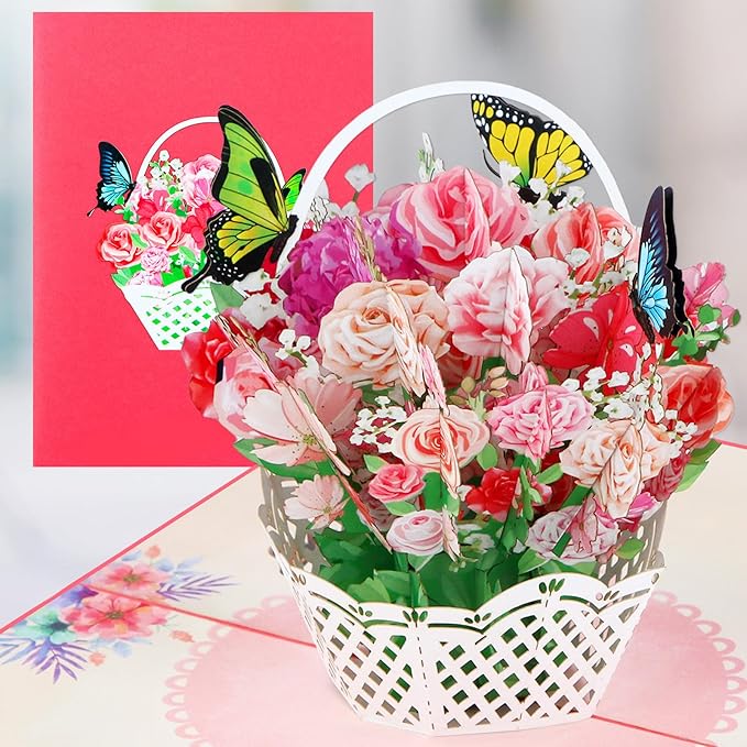 Pop Up Flower Greeting Card - Mothers Day Cards for Mom, Wive and Grandmother - Pop Up Card for Birthdays,Thank Yous,Get Well or Any Occasion