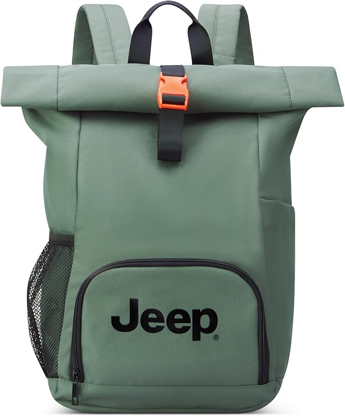 Jeep JS016D Rolltop Travel Backpack, Grey, 17" Laptop