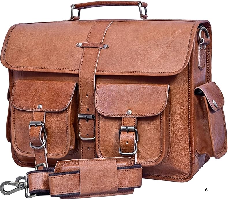 Genuine Leather Messenger Bag for Men & Women Leather Satchel Laptop Briefcase Vintage Crossbody Work Bag for Office & Travel