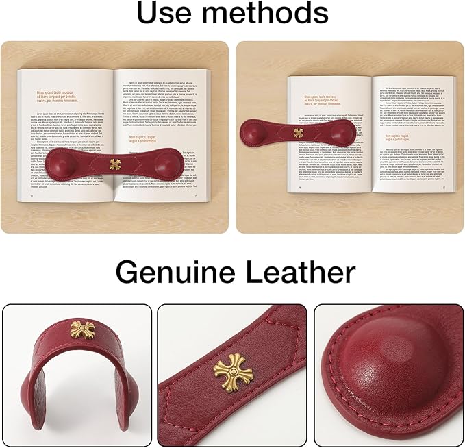 Weighted Bookmarks Book Weight Page Holder Genuine Leather Book Open Holder for Men Women Gift for Writer Reader (BPH02-Navy)