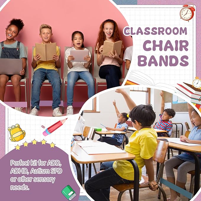 Berlune 24 Pcs Classroom Chair Bands Fidget Chairs and Desks Bands ADHD Autism Tools Bounce Flexible Seating for Classroom(Morandi Colors, 1.1 mm)