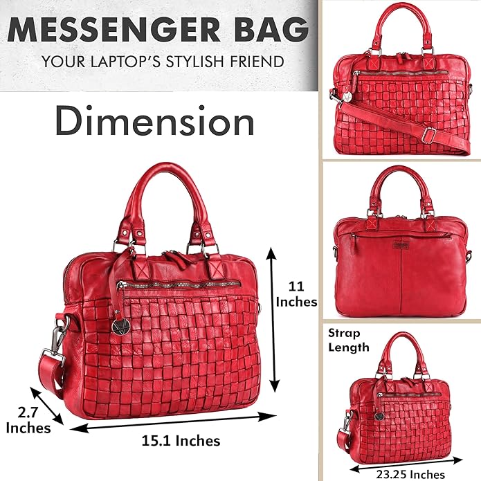 Genuine Leather Laptop Bag For Men 15 Inch, Messenger Bag For Women