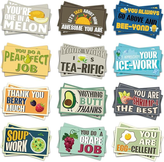 Yeaqee 240 Pcs Employee Appreciation Kudos Cards Funny Blank Back Motivational Card Encouragement Thank You Note Recognition Card for Teacher College Affirmation Gift(Funny)