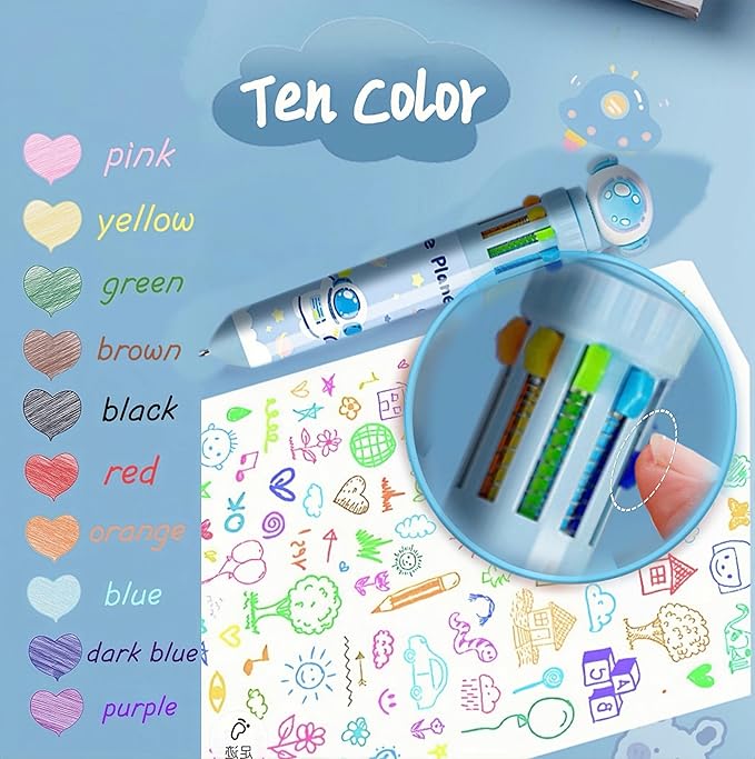 6pcs Kawaii Pens with 1 Cute Keychain Great gift for Boys Stress Relief Pen Cartoon Ballpoint Pen for Office Back to School Supplies Students Gift