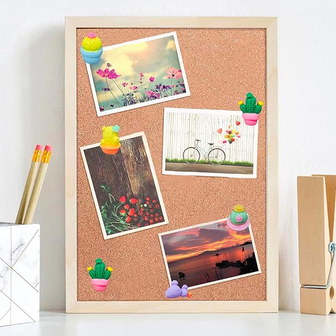 GOUWEIBA 40 Packs Decorative Thumb Tacks - Cute Push Pins Colorful Pushpins for Photo Wall Cork Board Bulletin Board Home Office Decor Cubicle Decorations (Cactus)